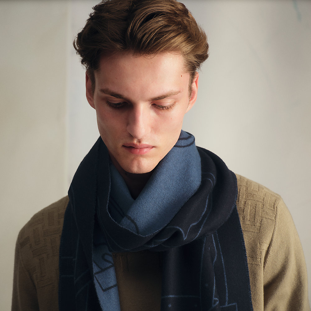 マフラー《馬銜》 - ブルー | Hermès - エルメス-公式サイト